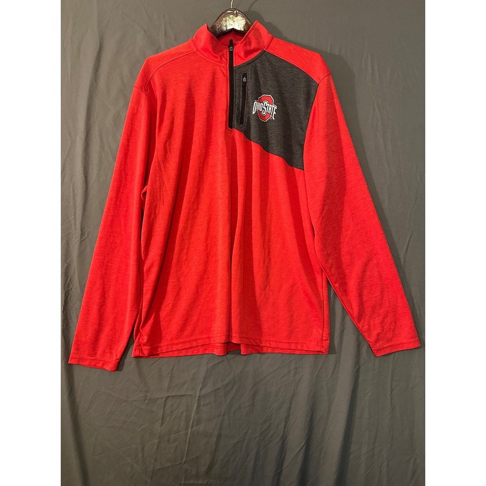 Ohio State Buckeyes Mens XL Quarter Zip Pullover Red Gray Heathered Logo Jacket